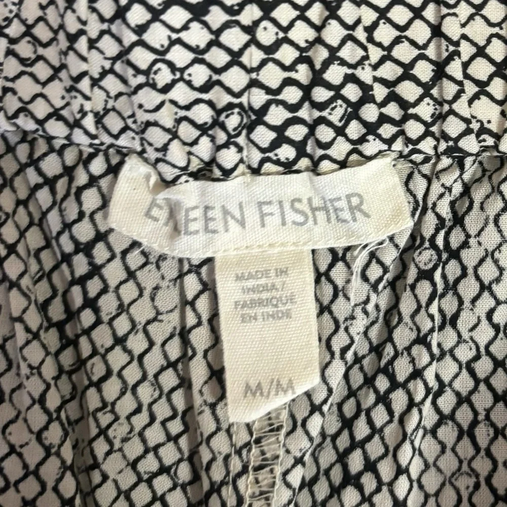 RARE Eileen Fisher 100% Organic Cotton Chainette Printed Wide Leg Crop P…